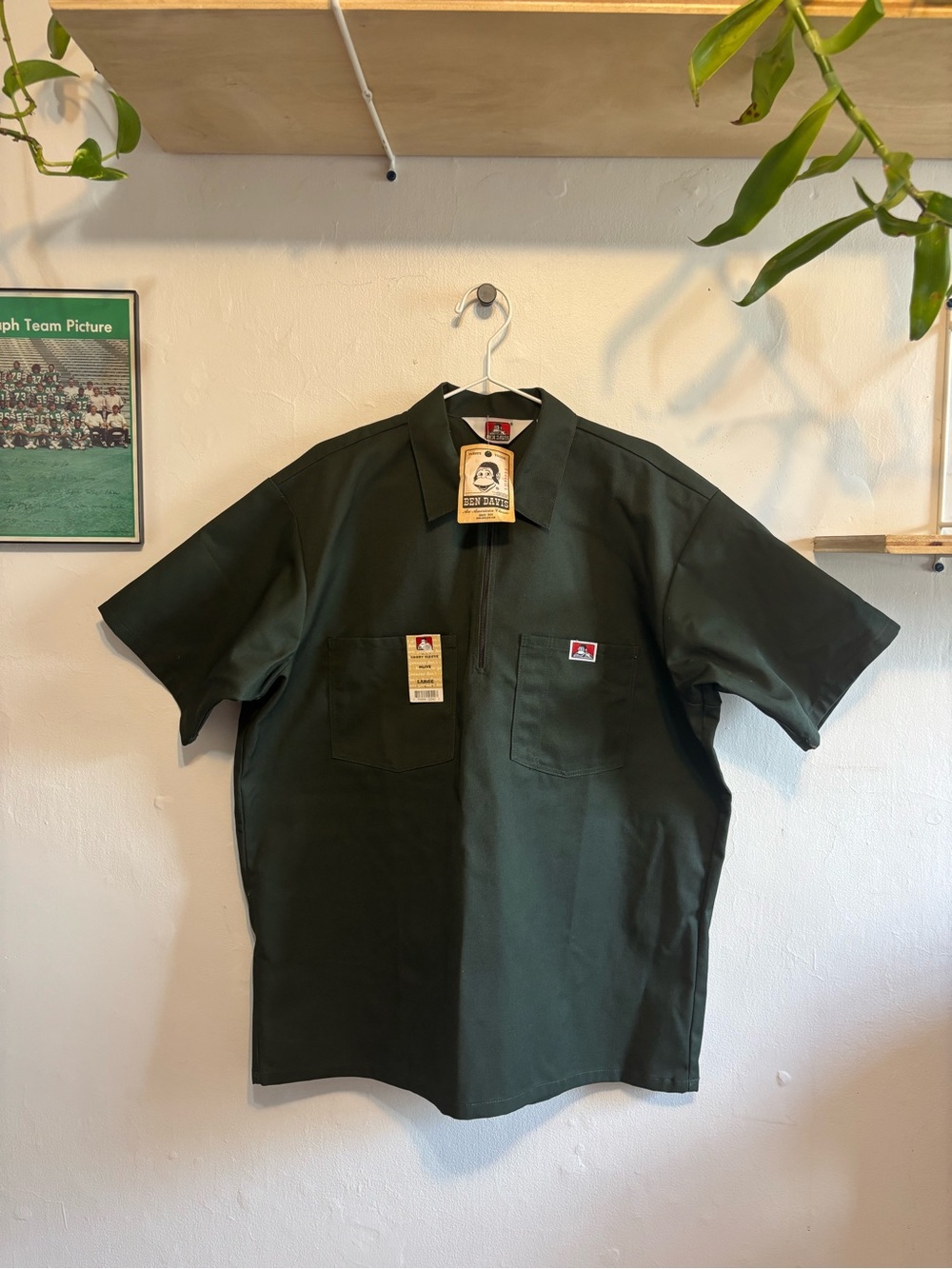 Ben Davis Dark Green Short-Sleeve Button-Down Work Shirt
